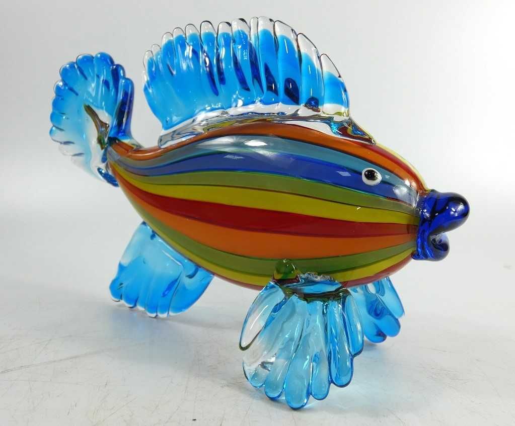 Piękna figura ryba kolorowa szkło MURANO figurka welon