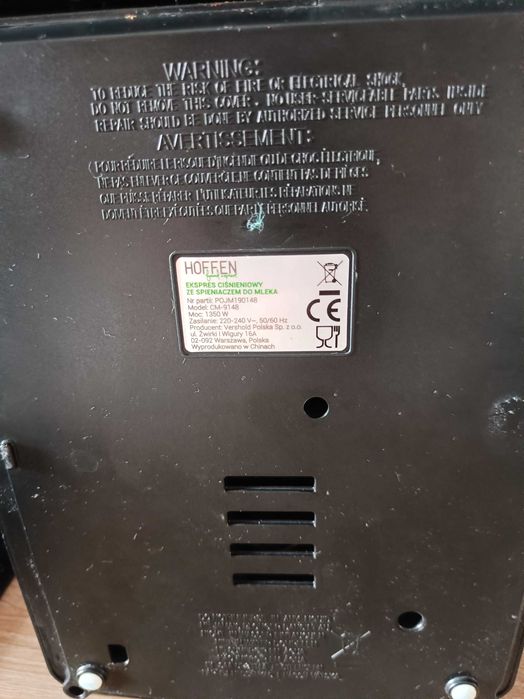 Ekspres ciśnieniowy Hoffen Food Expert ze spieniaczem do mleka