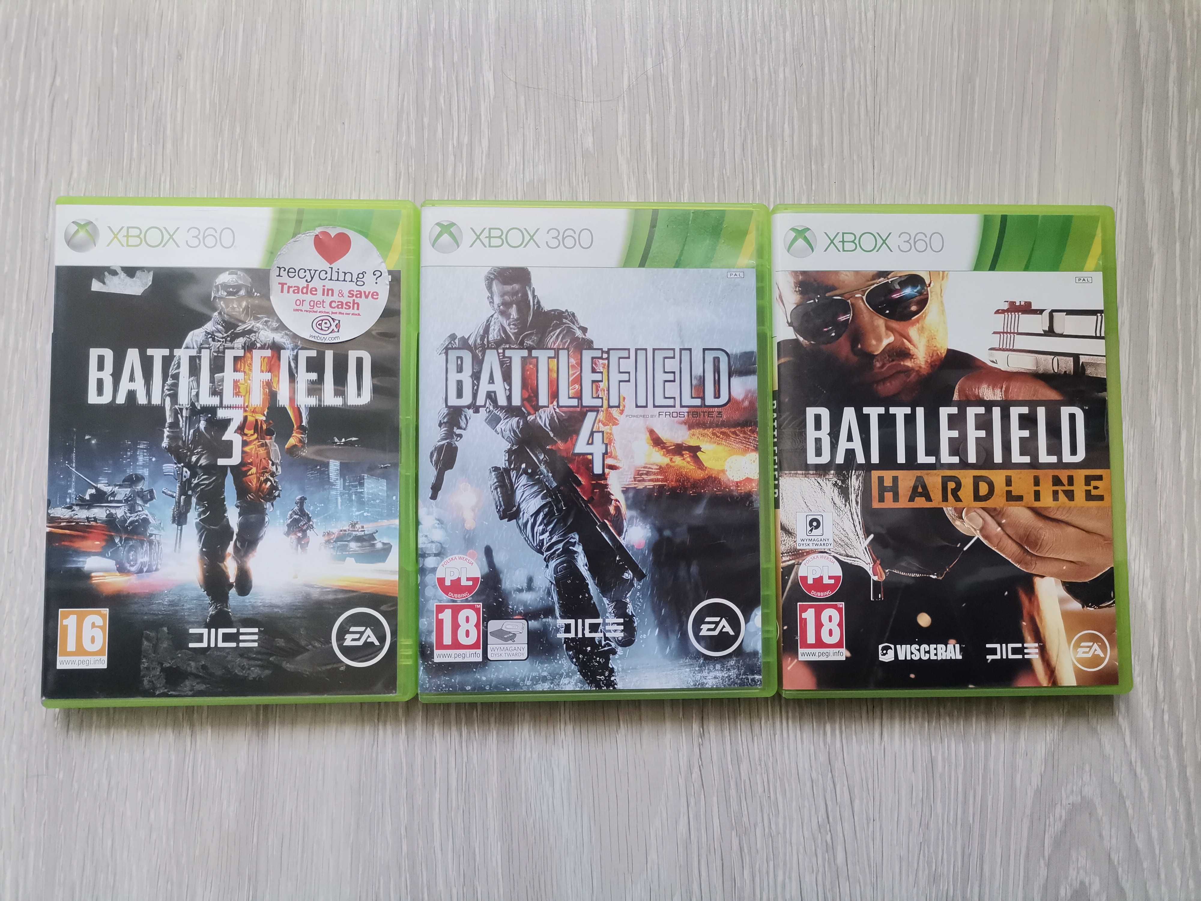 Battlefield 3, 4 i Hardline xbox 360