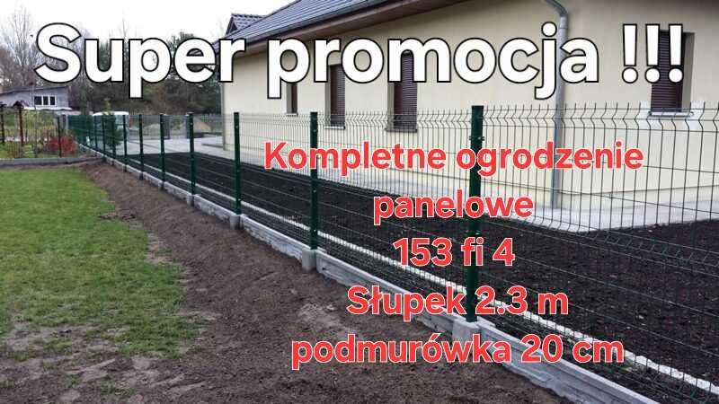 Kompletne ogrodzenie panelowe 153 fi4 Słupek podmurówka. Bramy Furtki