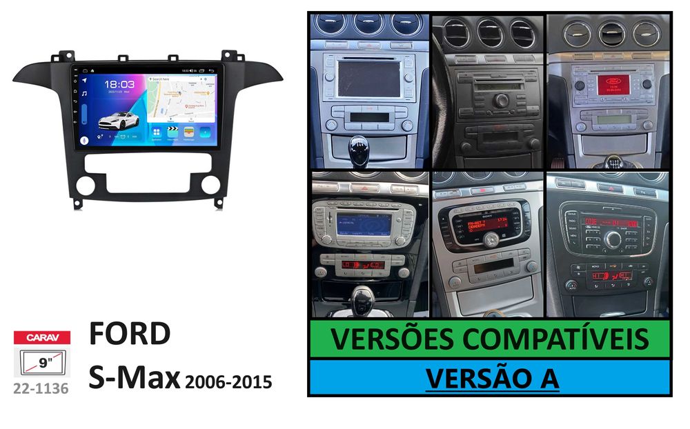 (NOVO) Rádio 2DIN • Ford S-MAX (2006 a 2011) • Android GPS [4+32GB]