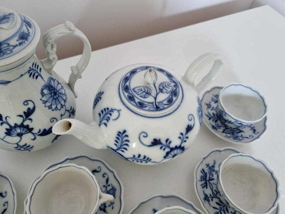 Stary Serwis do Kawy mokki Meissen/Miśnia Wzór Cebulowy
