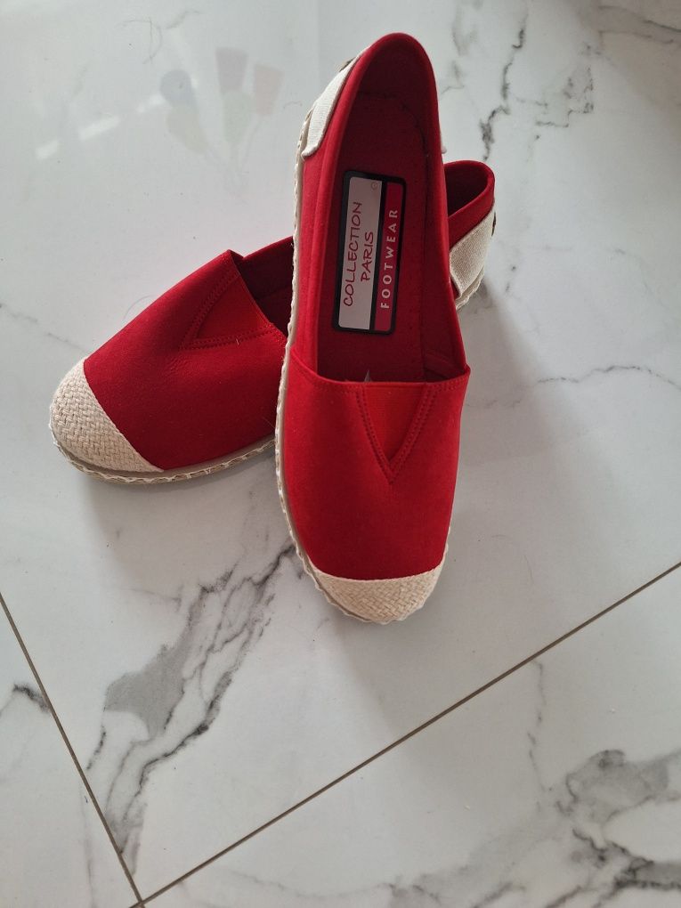 Espadryle czerwone, rozmiar 39