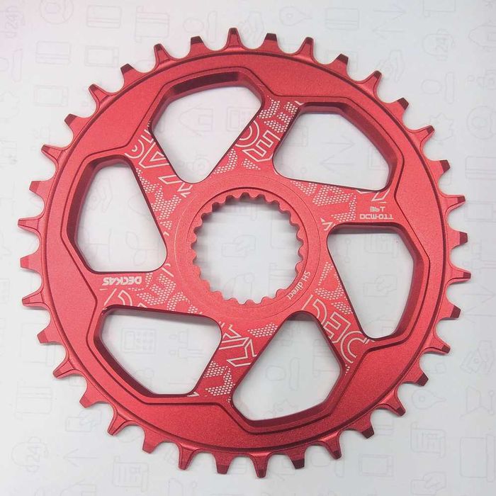 DECKAS, zębatka narrow wide 36T SHIMANO DM, czerwona
