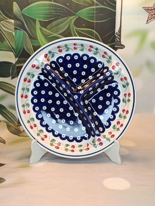 *Talerz ceramiczny Bolesławiec dzielony duży 27cm ceramika Bolesławiec