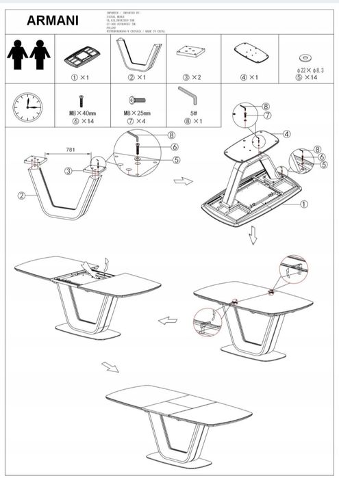 Stół ARMANI 160x220x90 biały matowy szkło hartowane