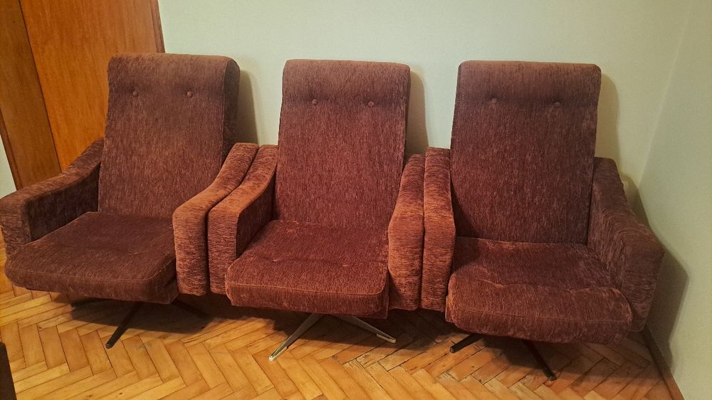 Fotel obrotowy 3 szt  PRL