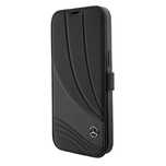 Etui Mercedes Leather Wave Patern na iPhone 15 Pro - czarne
