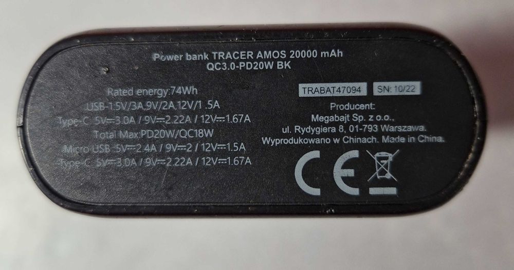Powerbank Tracer 20000MAH PRO
