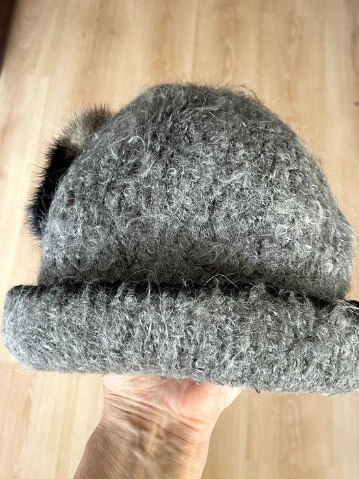 Зимова вовняна шапка-шляпка, сіра