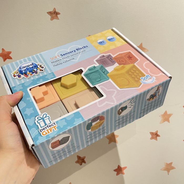 Canpol Babies miękkie gumowe klocki sensoryczne edukacyjne kształty