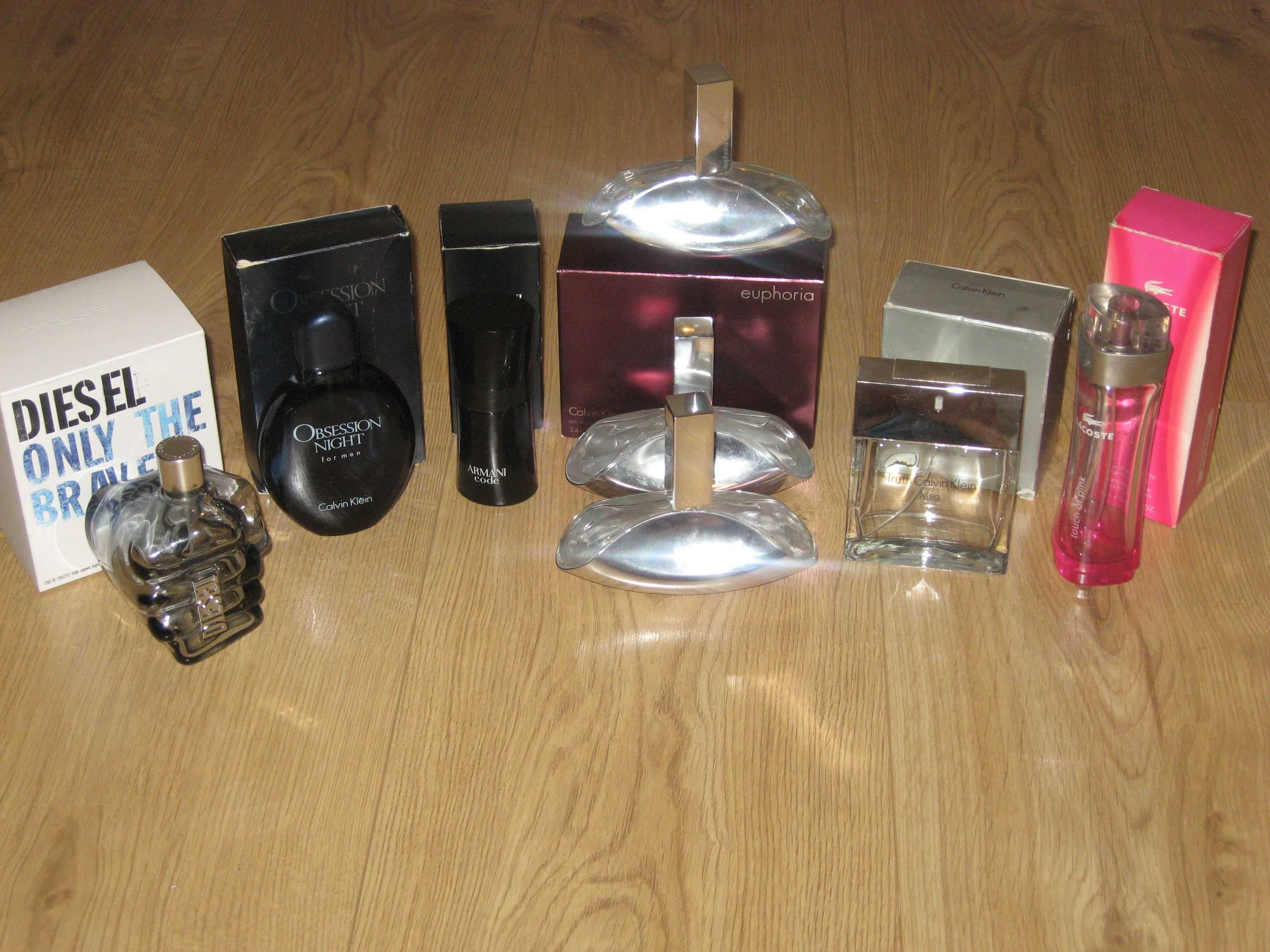 Puste Flakony Giorgio Armani Lacoste Diesel Calvin Klein + Pudełka bdb