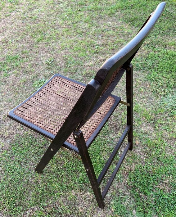 Krzesło składane, rattan, vintage, lata 60