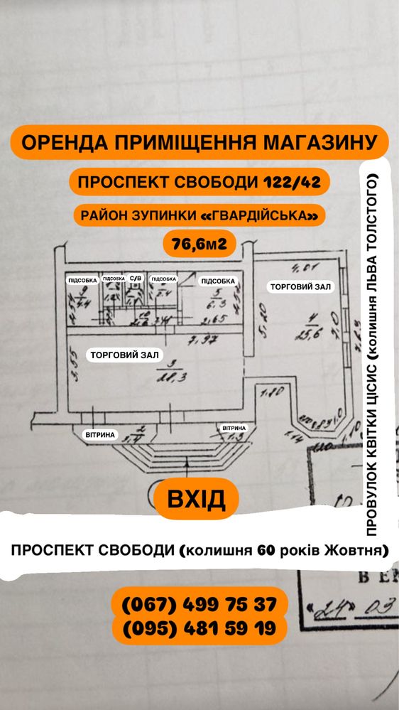 Оренда приміщення магазину, Червона лінія, 76,6м2