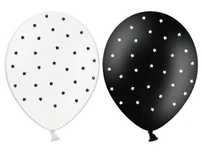 Balony w gwiazdki czarne i białe 50 szt.