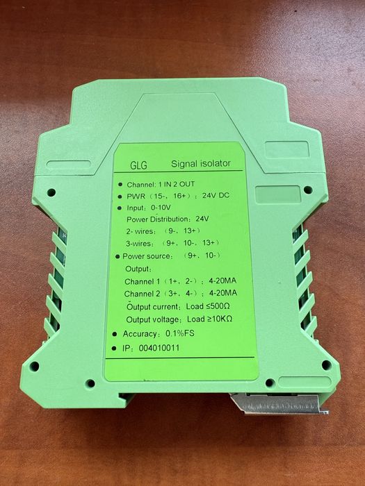 GLG izolator, rozdzielacz sygnału 0-10 V, 2x 4-20 mA, 24 V DC, DIN
