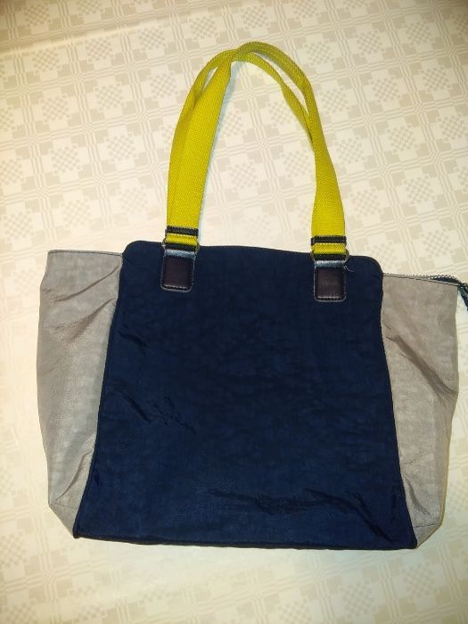 Mala Carteira Kipling azul cinzento limão tamanho médio