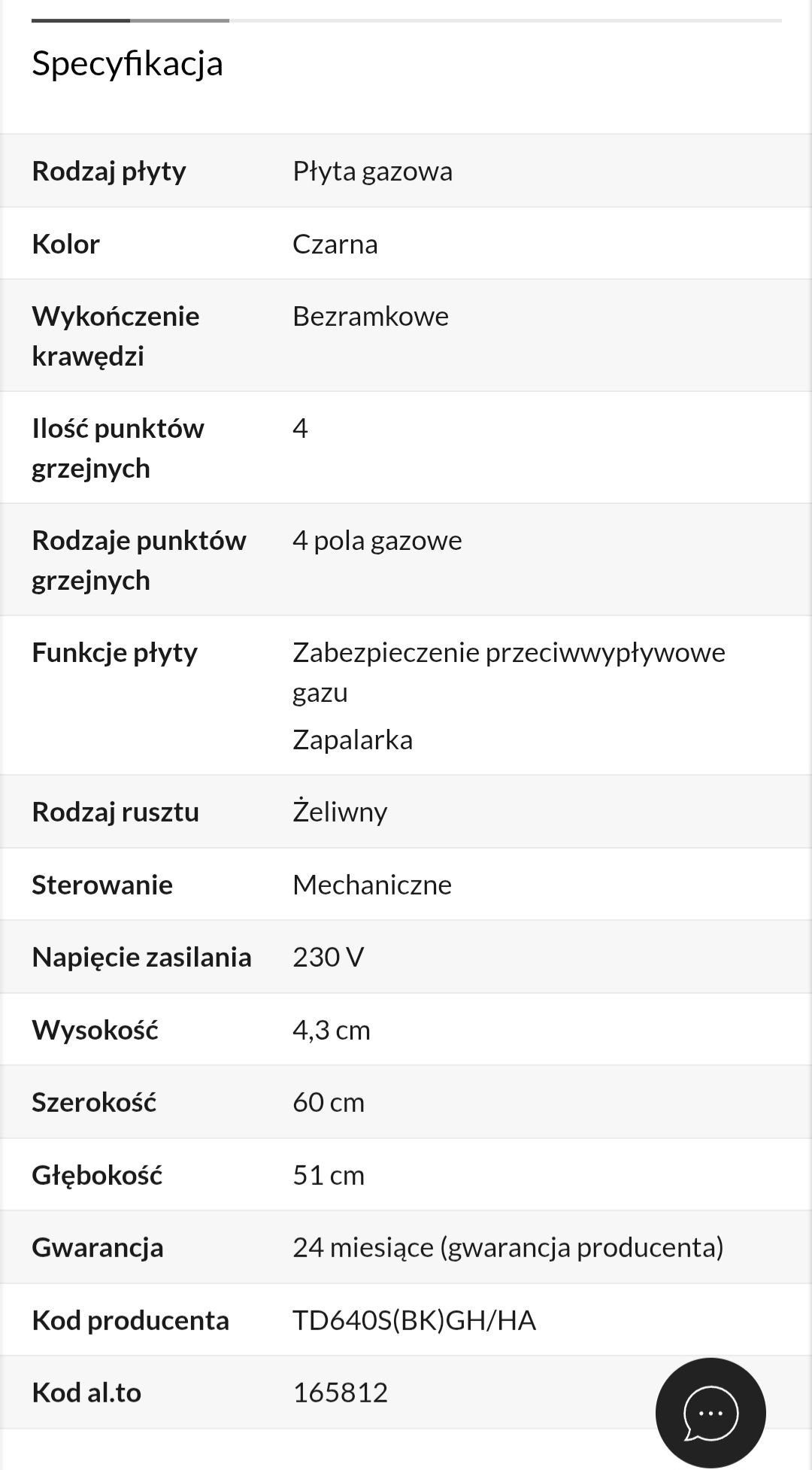Plyta gazowa Hotpoint 60 cm