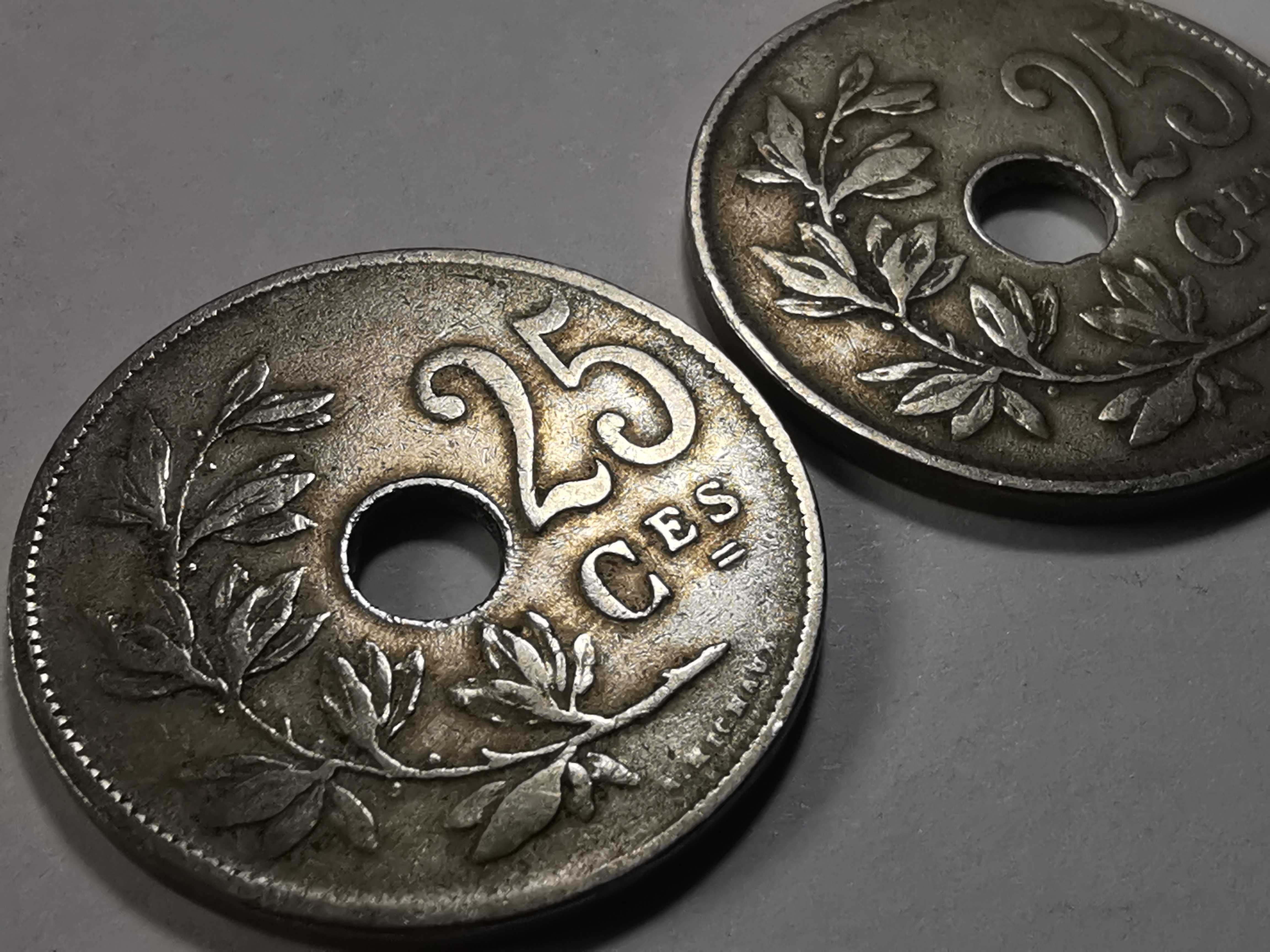 2x 25 centimes 1922r. - Albert I - obie wersje: BELGIQUE i BELGIË