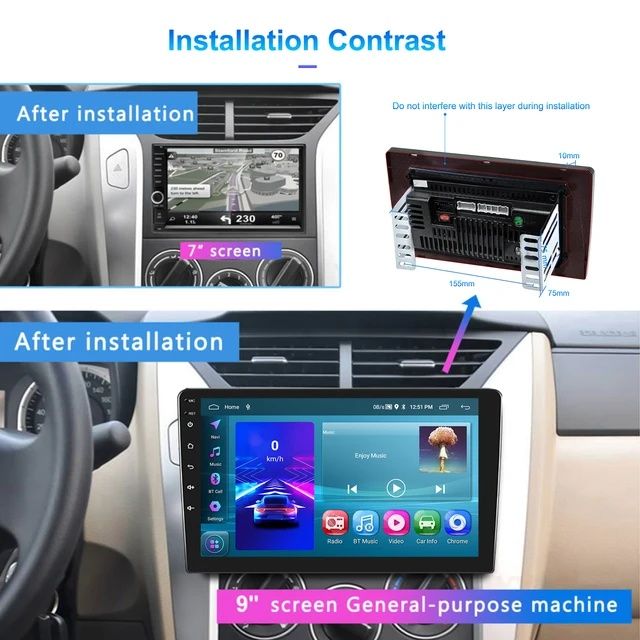 Rádio 2din 10" android 13 2/64GB Carplay GPS wifi FM RDS NOVO