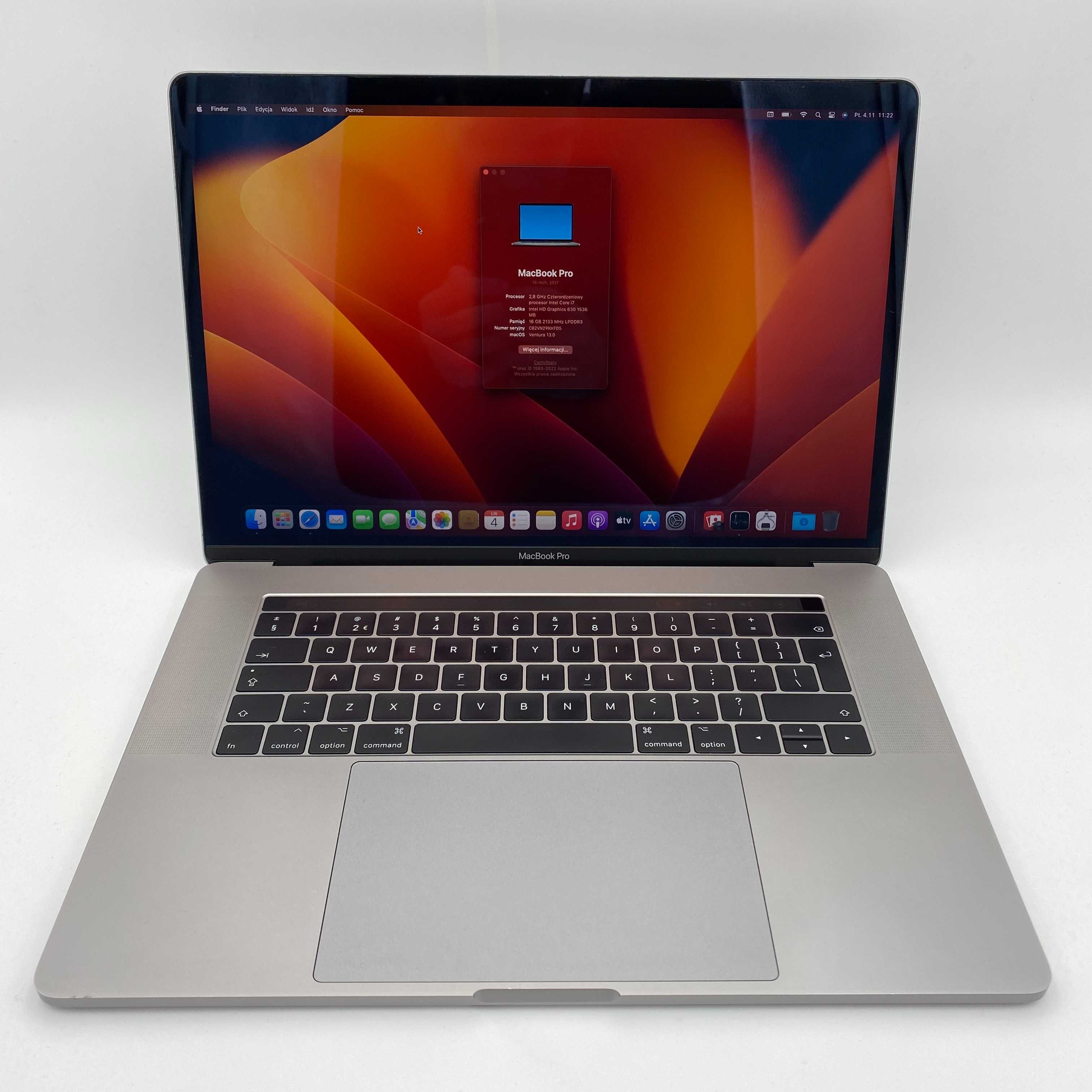 Laptop Apple MacBook Pro 15 A1707 i7-7700HQ 2017 16GB 256GB Gwarancja