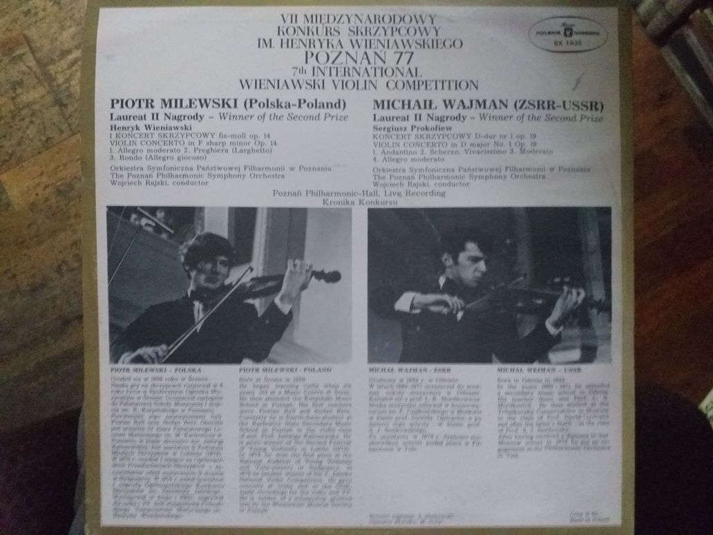 Vinyl VII Konkurs skrzypcowy Poznań 77 (Milewski,Wajman) PN SX 1535