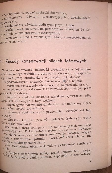 Obsługa pilarek taśmowych J. Bajkowski 1970 sprzedam