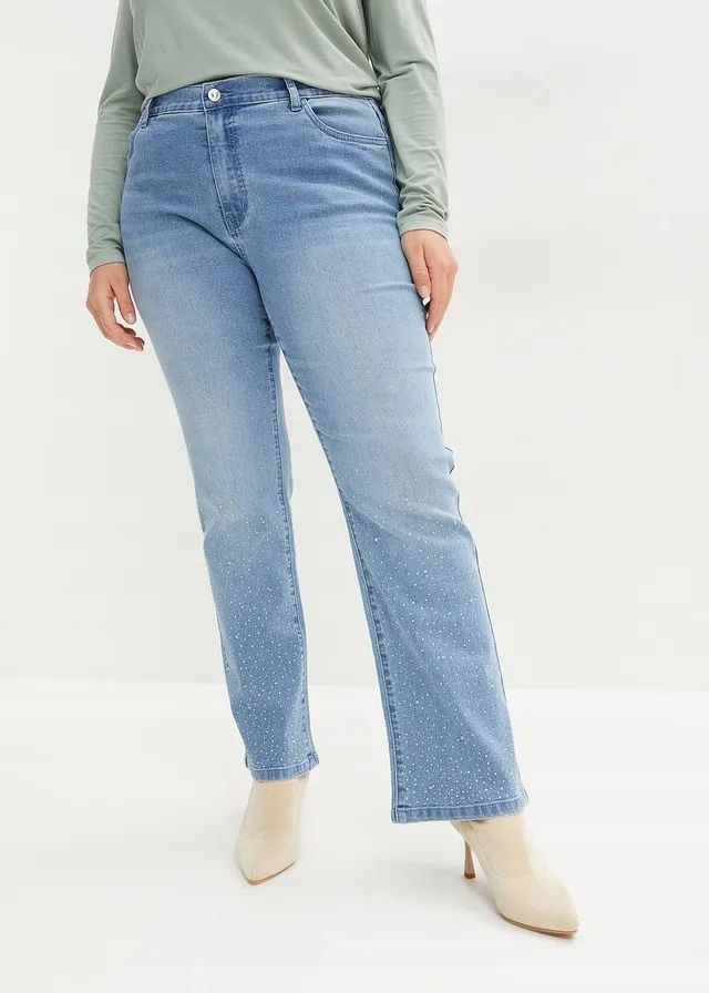 B.P.C jeansy bootcut ze sztrasami ^46