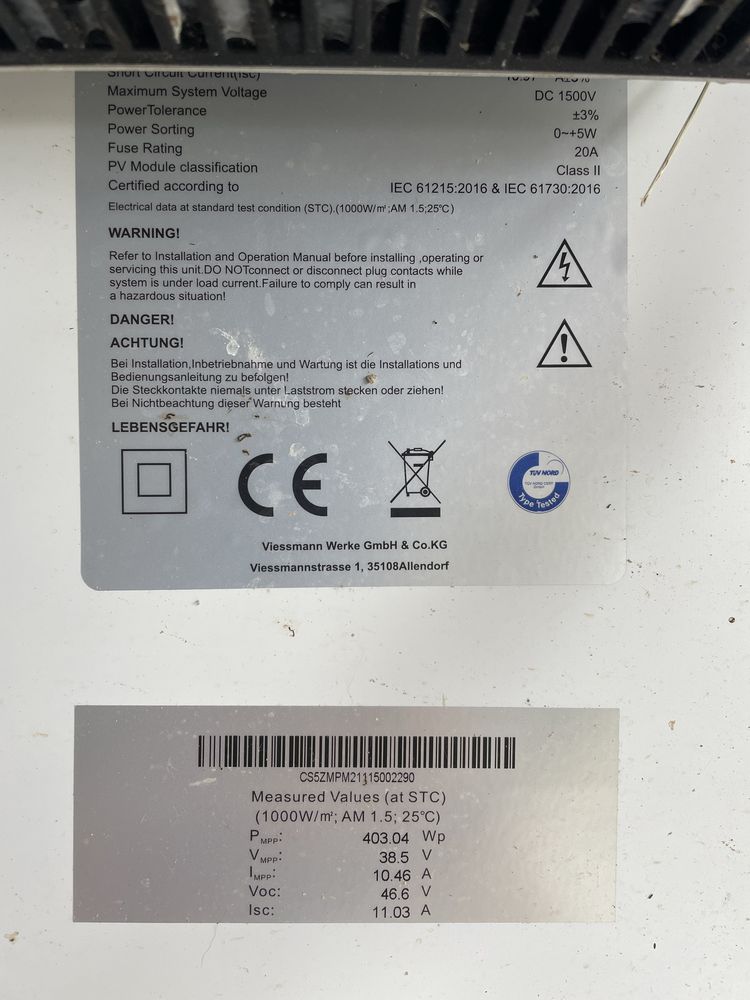 Instalacja fotowoltaiczna (mikroinstalacja) o mocy 403 Wp