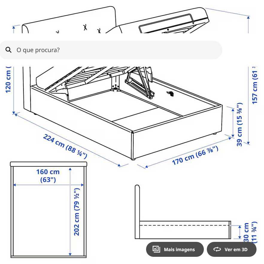 Cama IDANAS | IKEA | Nova | 160x200 cm| Inclui colchão