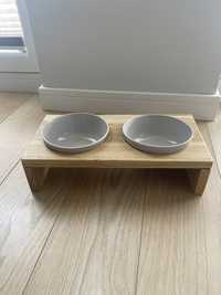 Stojak drewniany na miski ceramiczne dla psa .  2x0,5