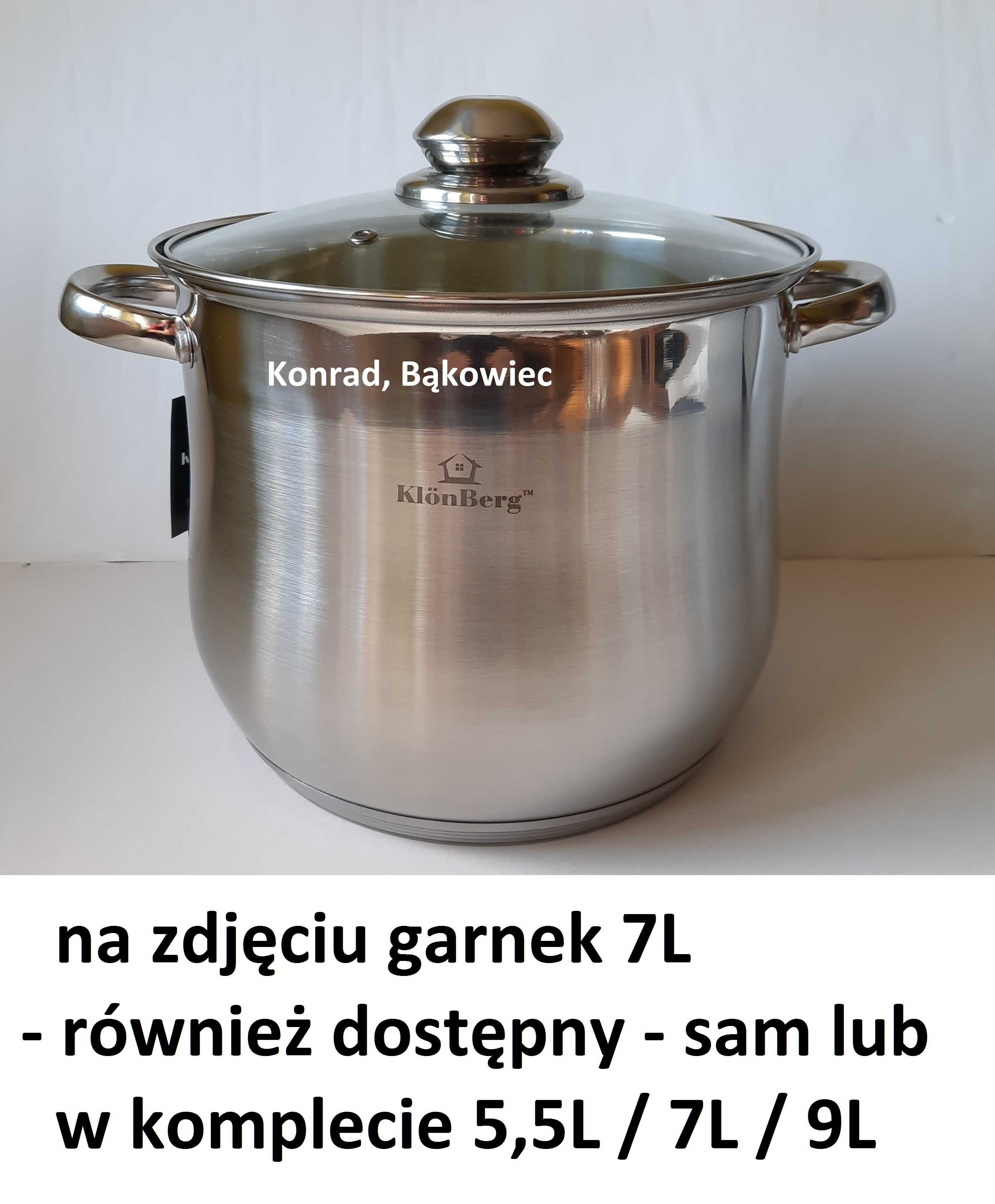 Duży Garnek z 5 warstwowym dnem WYSOKI stalowy 20L, INDUKCJA,Gaz..