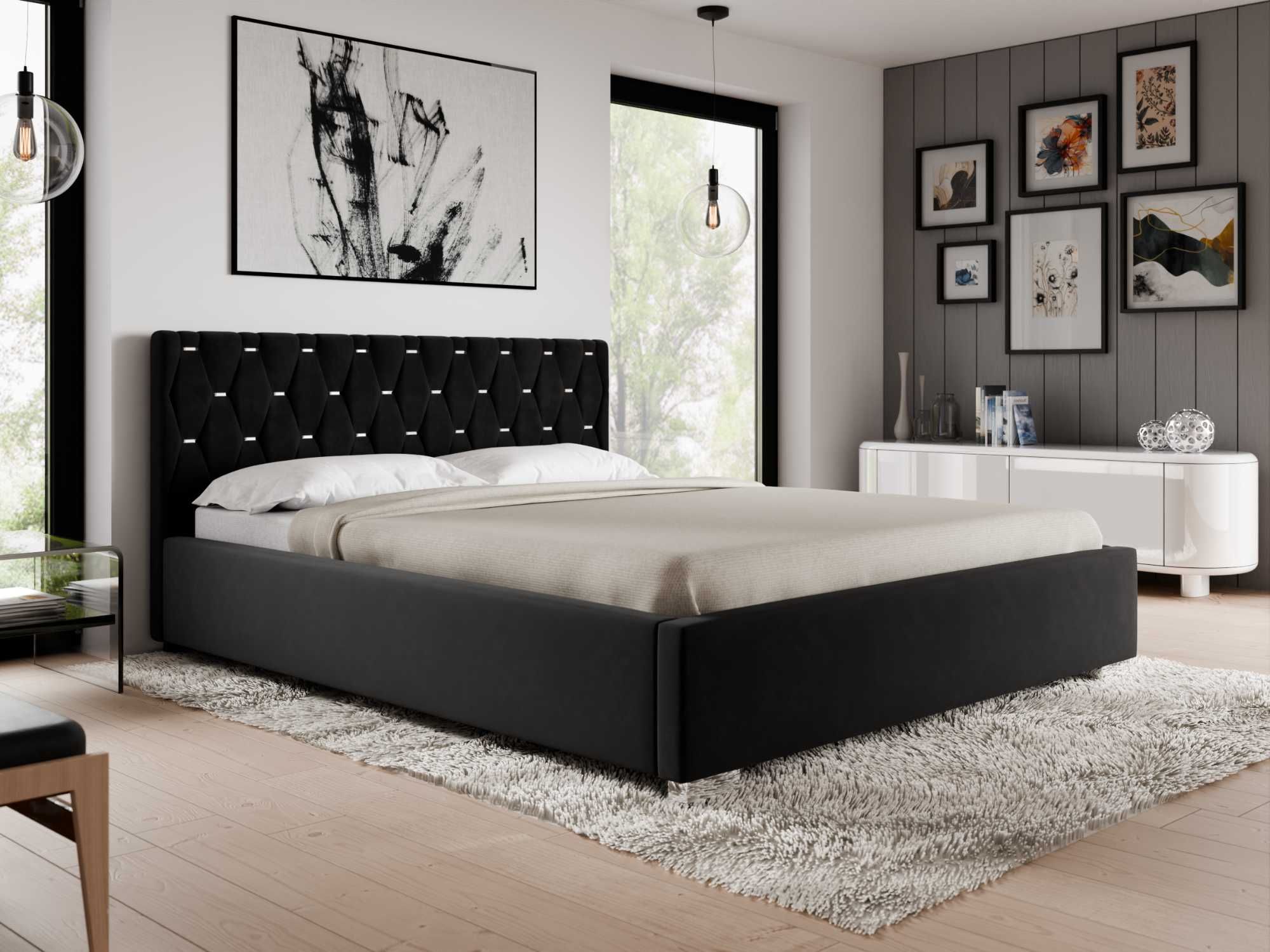 Łóżko sypialniane tapicerowane Patrycja producent 140x200 Glamour