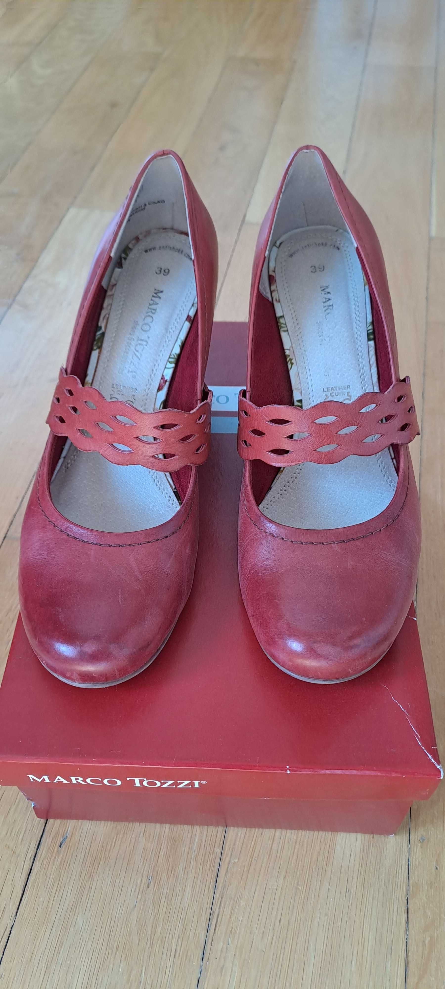 buty damskie MARCO TOZZI r. 39 czerwone RED