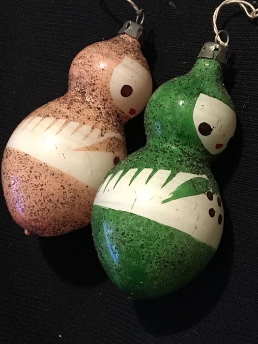 Bombki szklane babuszka Balbinka, PRL, 2 szt