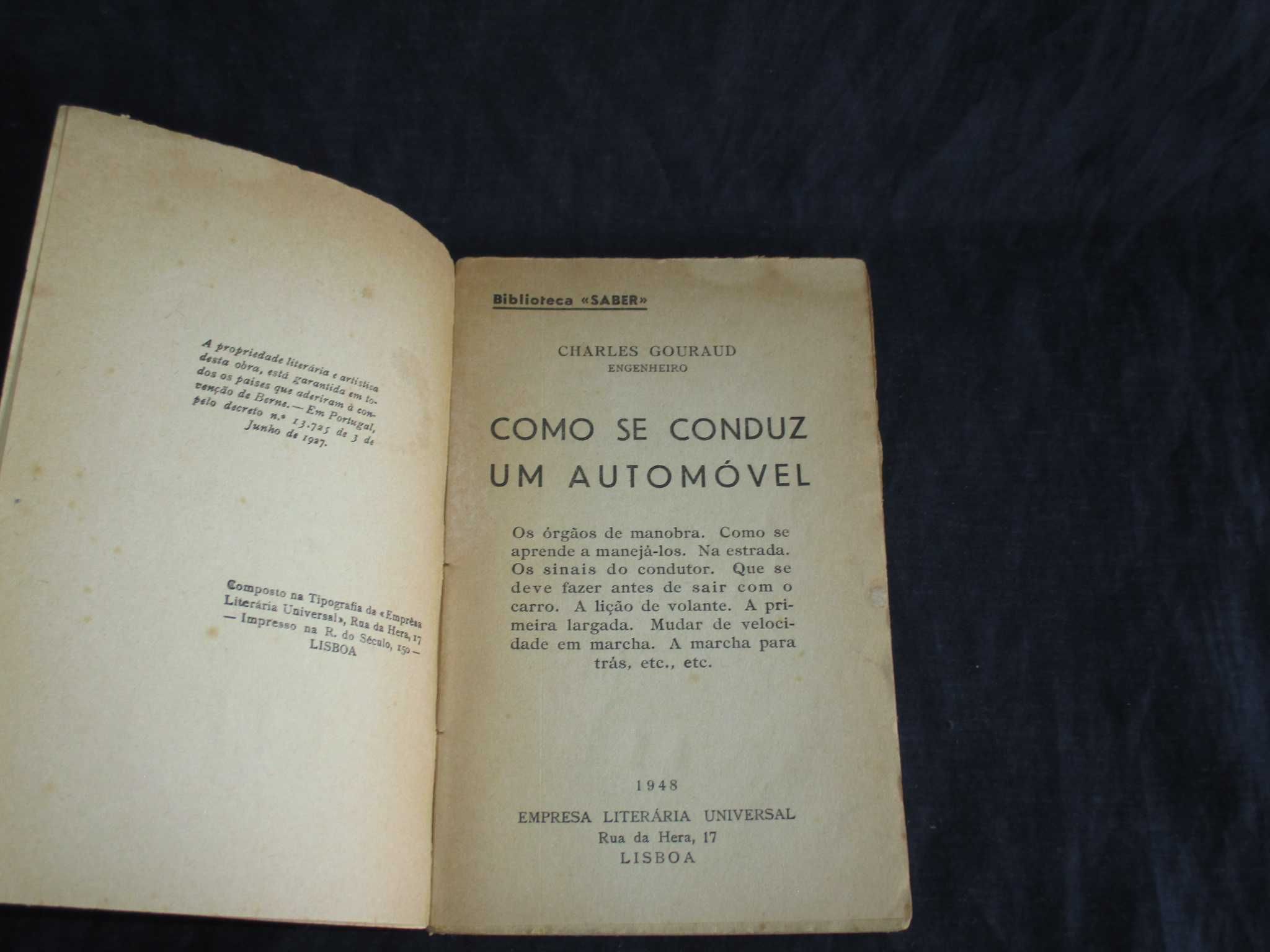 Livro Como se conduz um Automóvel Charles Gouraud