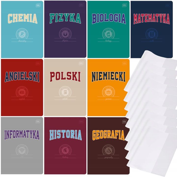 Zestaw Zeszytów Szkolnych Tematycznych 10 Szt Interdruk + Okładki Zesz