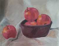 Jabłka martwa natura, obraz olejny 30x24