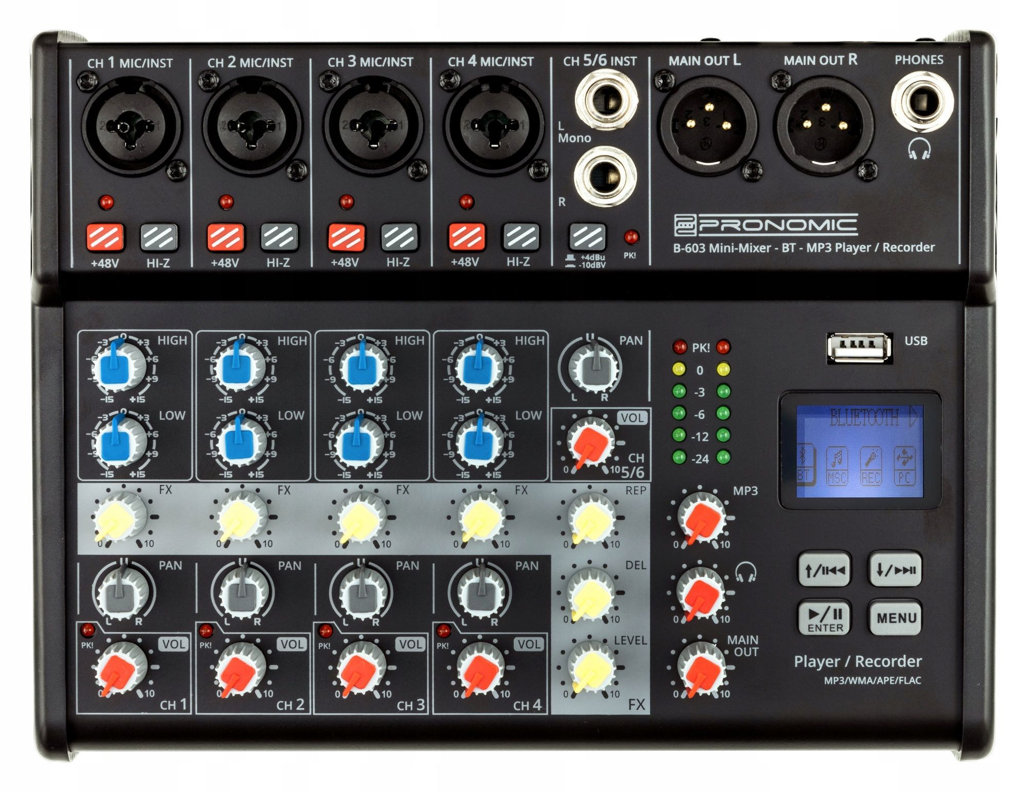 Mini Mikser Audio Pronomic B-603 Bluetooth 6-Kanałowy