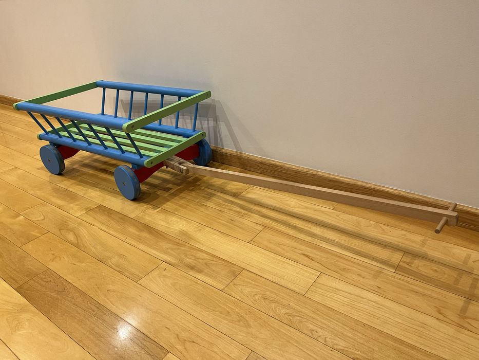 Drewniany wózek wóz zabawka dekoracja