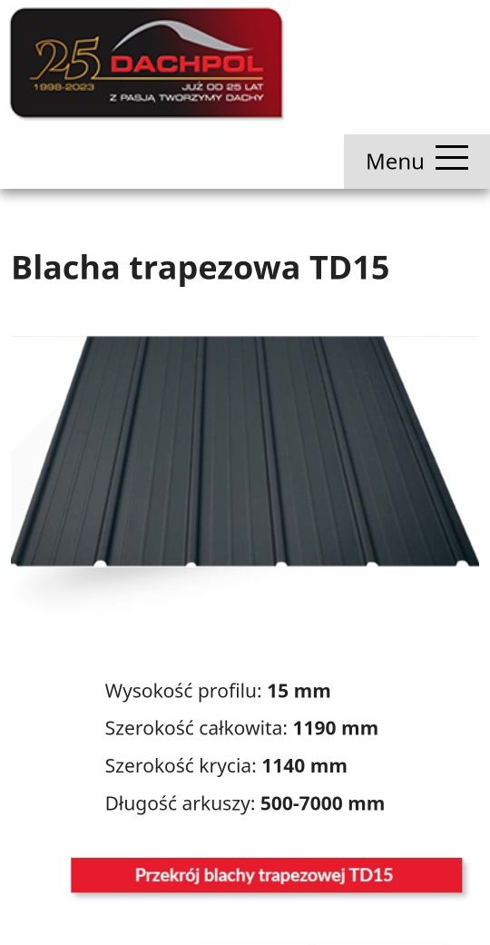 Nowość w Naszej ofercie TRAPEZ TD 15