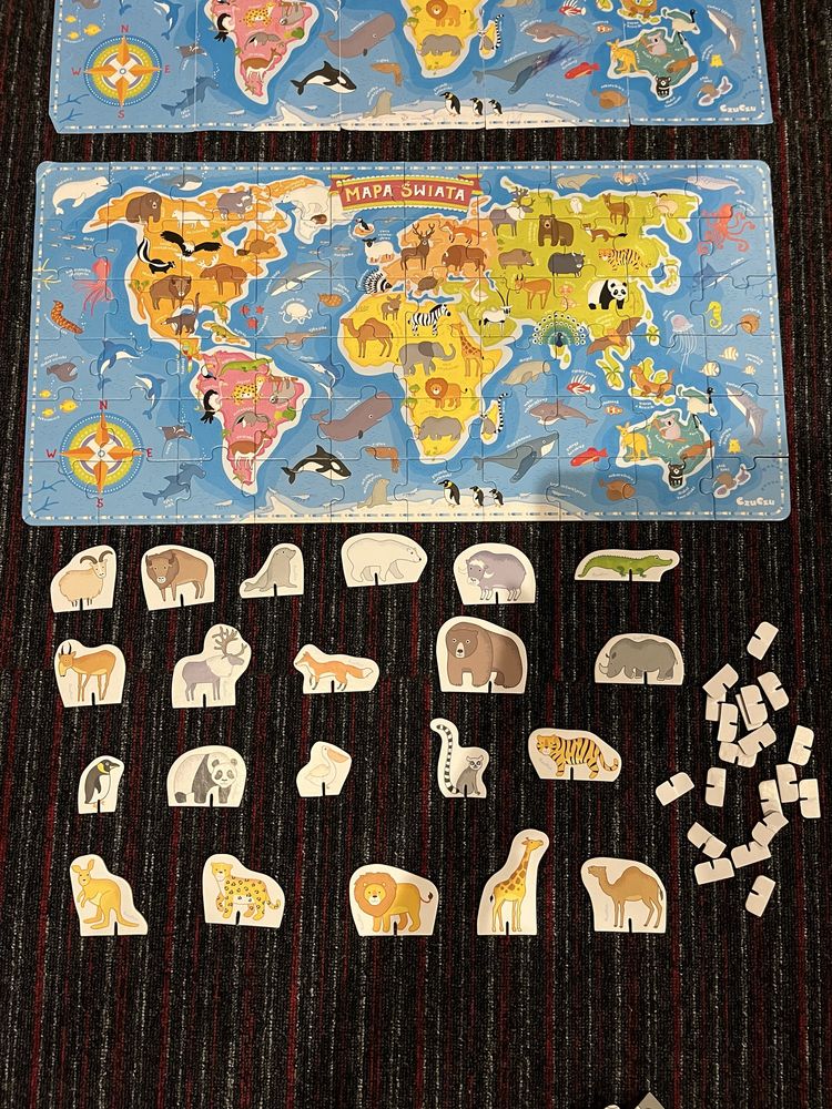 Puzzle Czuczu 4+ Mapa Świata zwierzęta