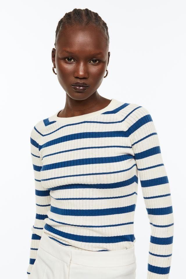 Лонгслів кофтинка жіноча H&M нова розмір S біла в синю полоску