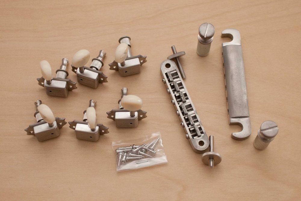 D'Angelico Satin Nickel Hardware Set (Grover 3+3 Tuners + TOM Bridge)