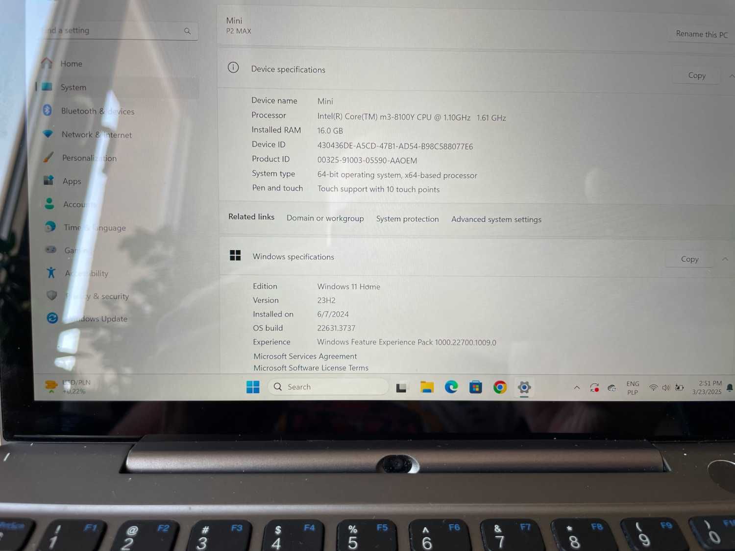 Laptop GPD P2 Max (4xCPU thr / 16GB Ram / 512GB SSD / 8,9")