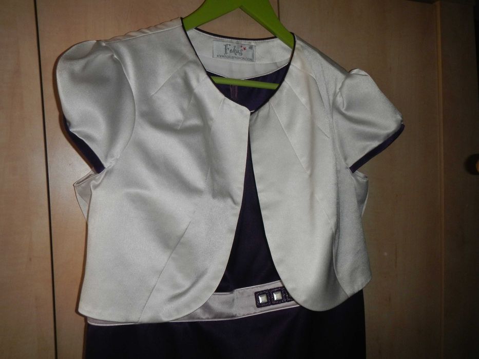 Elegancka sukienka wesele komunia 44 46 bolerko komplet