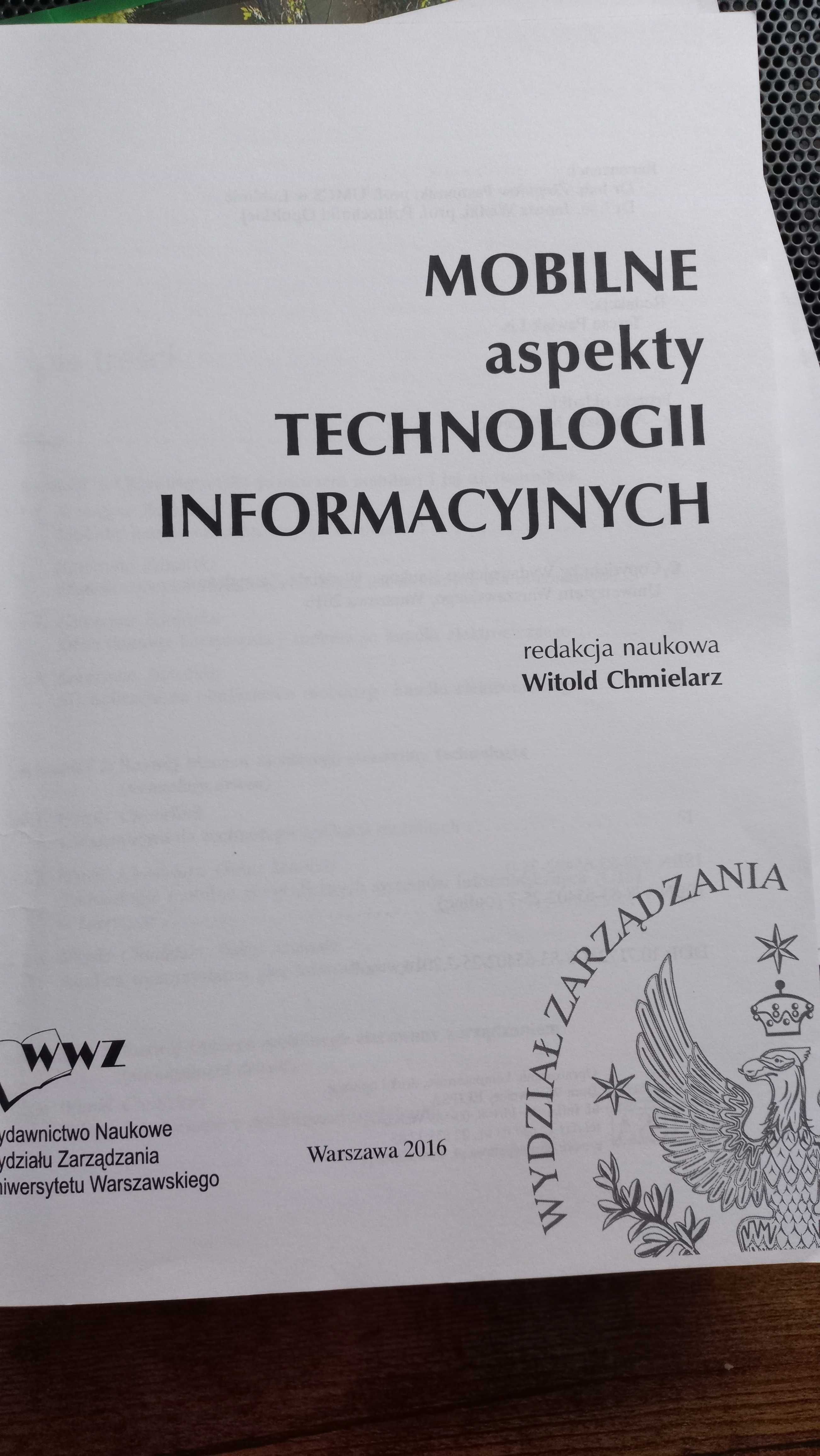 Mobilne aspekty technologii informacyjnych. Witold Chmielarz