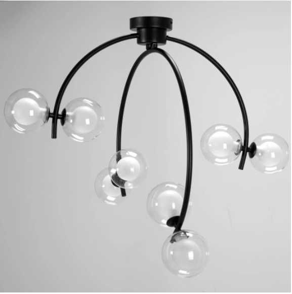 LAMPA SUFITOWA WISZĄCA żyrandol kule szklane black