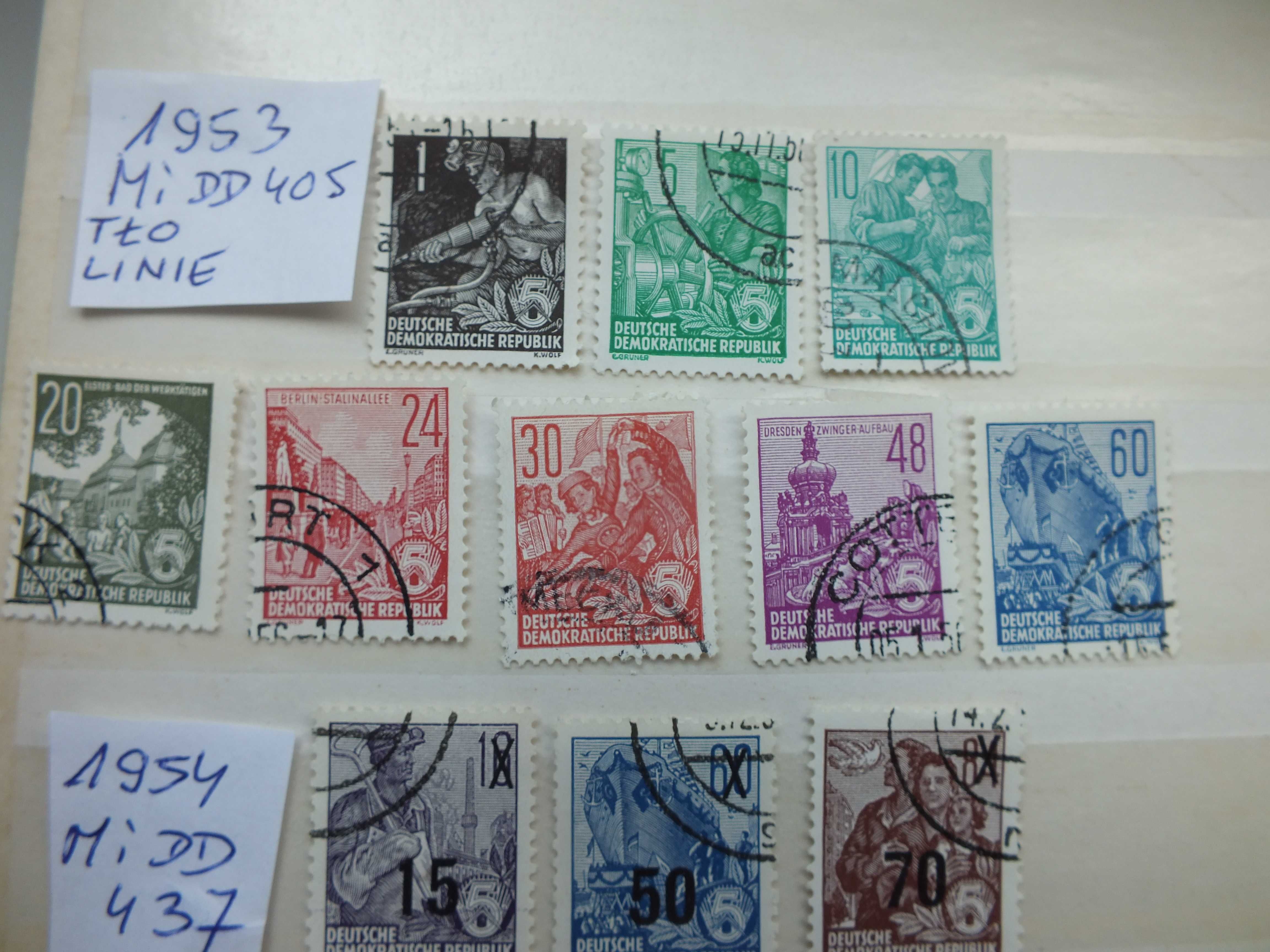 18szt. znaczki z serii Mi405 linie Niemcy 1953 /1959 DDR kasowane NRD