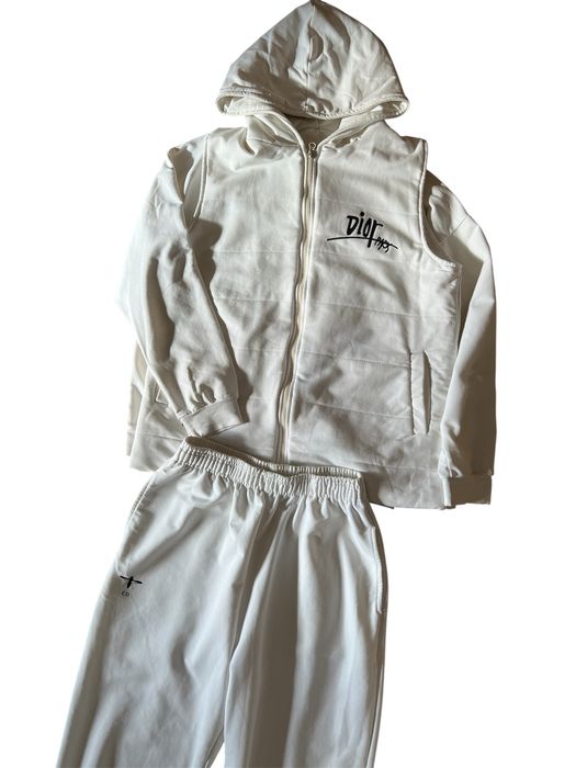Komplet Christian DIOR biały dres 3-częściowy, oversize, rozmiar M